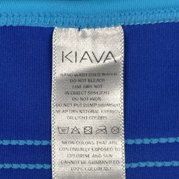 Kiava Swimsuit Womens Small High Waisted 2 Piece Blue Aqua Padded Bathing Suit - Picture 2 of 6